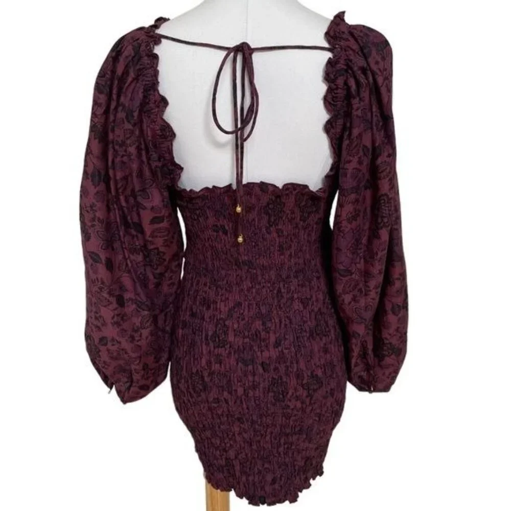 Free People Smock It To Me Mini Dress Hazelnut Combo Size Medium NWOT